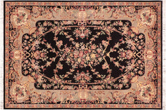 handmade Traditional Gujranwala Black Taupe Hand Knotted RECTANGLE 100% WOOL area rug 6x9