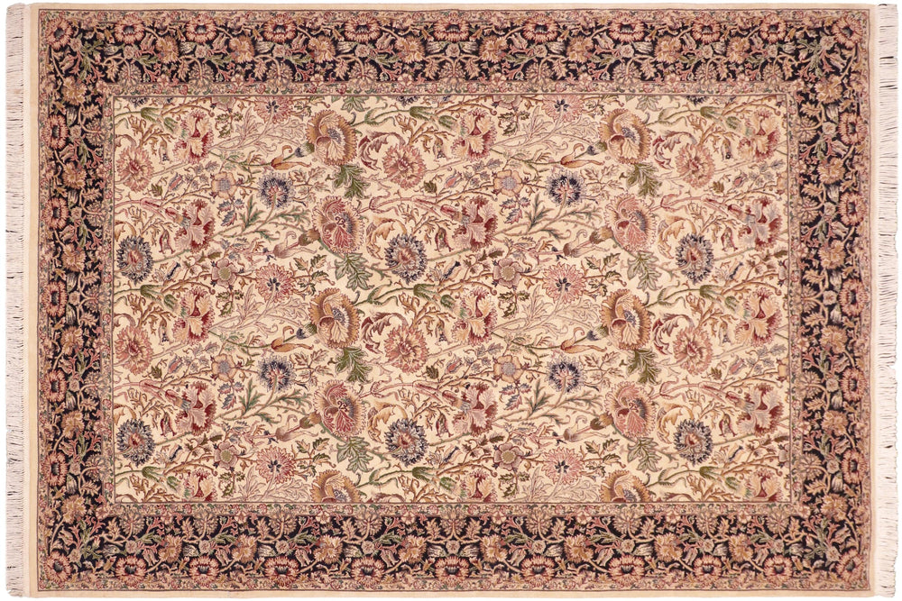 handmade Transitional Irfan Ivory Blue Hand Knotted RECTANGLE 100% WOOL area rug 6x9