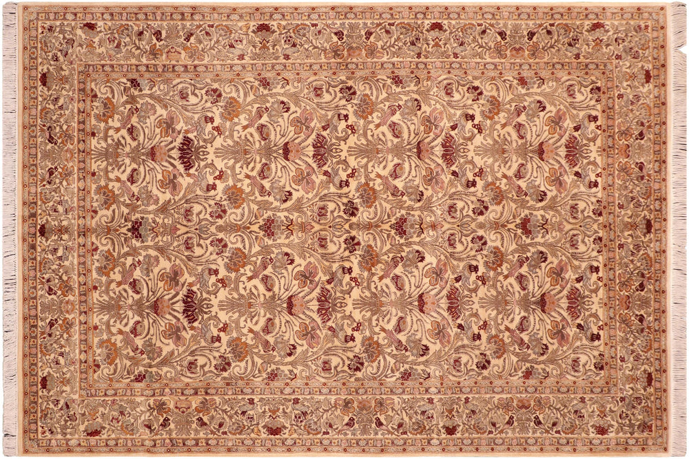 handmade Transitional Sayra Beige Gray Hand Knotted RECTANGLE 100% WOOL area rug 6x10