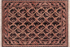 handmade Transitional Basan Black Rust Hand Knotted RECTANGLE 100% WOOL area rug 6x9
