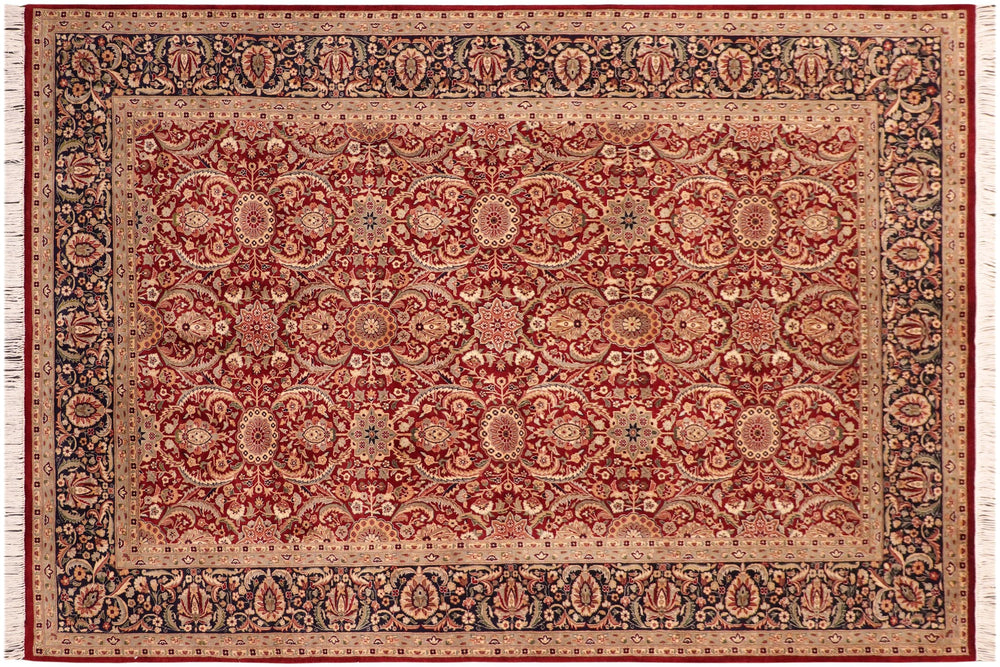 handmade Transitional Qaseem Bond Red Blue Hand Knotted RECTANGLE 100% WOOL area rug 6x9