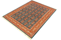 handmade Transitional Teal Orange Hand Knotted RECTANGLE 100% WOOL area rug 6x9