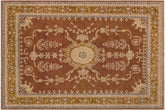 8x12 hand knotted Ziegler wool rug in brown and gold - Boho Chic Ziegler Madlyn