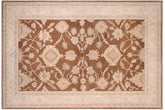 10x14 hand knotted Ziegler wool rug in brown and beige - Bohemian Ziegler Leonore
