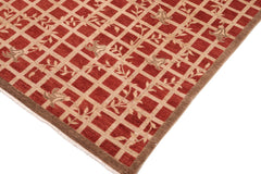 handmade Modern Kafkaz Red Tan Hand Knotted RECTANGLE 100% WOOL area rug 10' x 14'