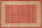 10x14 hand knotted transitional wool rug in red and green - Boho Chic Jadwiga
