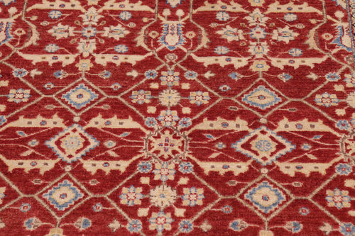 handmade Transitional Kafkaz Red Green Hand Knotted RECTANGLE 100% WOOL area rug 10' x 14'