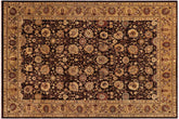 9x11 hand knotted transitional wool rug in brown and olive green - Oriental Cleora Green