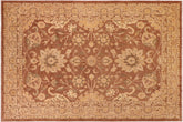 10x13 hand knotted Ziegler wool rug in brown and dark tan - Oriental Ziegler Bernie Tan