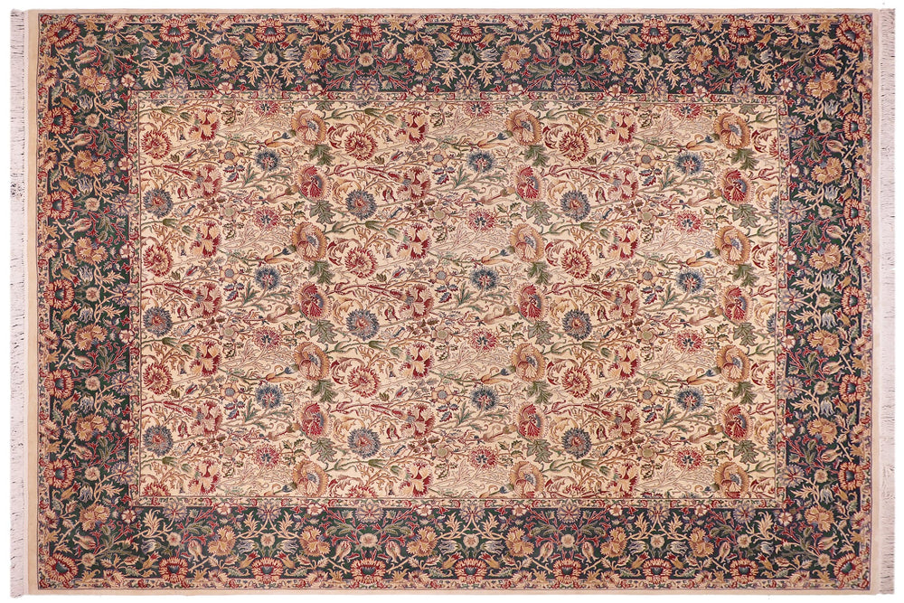 handmade Transitional Irfan Ivory Lt. Blue Hand Knotted RECTANGLE 100% WOOL area rug 9x12