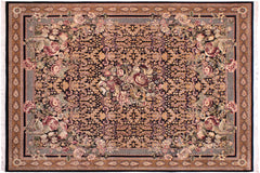 handmade Traditional Rasmi Romal Black Brown Hand Knotted RECTANGLE 100% WOOL area rug 9x12