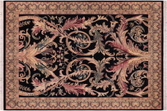 handmade Traditional Bhati Black Lt. Gray Hand Knotted RECTANGLE 100% WOOL area rug 9x12