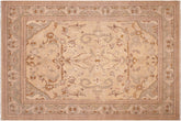 8x10 hand knotted Ziegler wool rug in tan and green - Chic Ziegler Lovetta