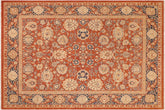 8x10 hand knotted Ziegler wool rug in rust and blue - Bohemian Ziegler Raylene