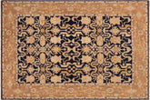 8x10 hand knotted transitional wool rug in blue and orange - Chic Norah