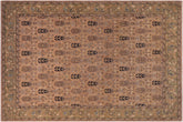 8x10 hand knotted transitional wool rug in tan and green - Boho Chic Melissia Tan/ Green