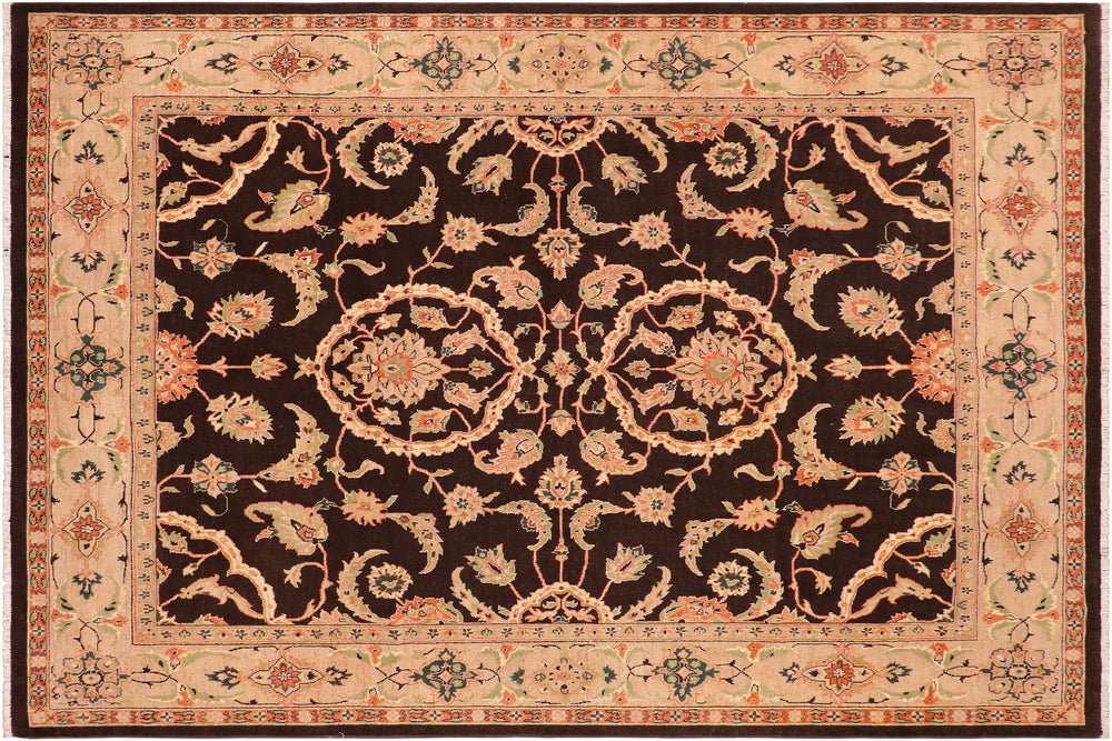 handmade Traditional Kafkaz Brown Tan Hand Knotted RECTANGLE 100% WOOL area rug 8x10