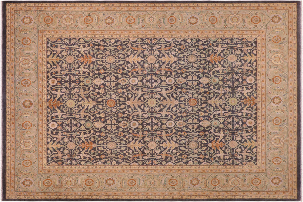 handmade Transitional Kafkaz Charcoal Lt. Gray Hand Knotted RECTANGLE 100% WOOL area rug 8x10