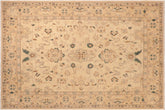8x10 hand knotted Ziegler wool rug in tan and green - Bohemian Ziegler Exie