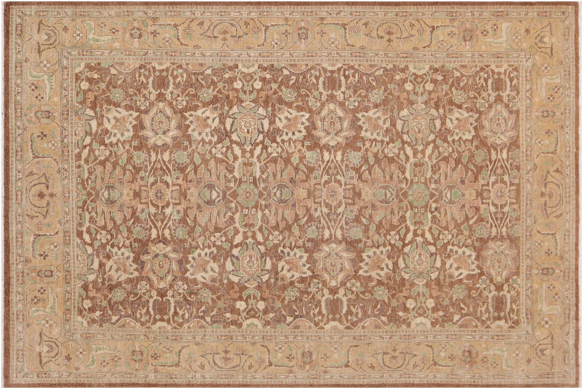 handmade Transitional Kafkaz Lt. Brown Gold Hand Knotted RECTANGLE 100% WOOL area rug 9' x 12'
