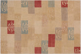 9x11 hand knotted modern Gabbeh wool rug in tan and beige - Boho Chic Gabbeh Ardell