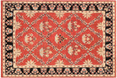 9x12 hand knotted transitional wool rug in red and black - Bohemian Alisia