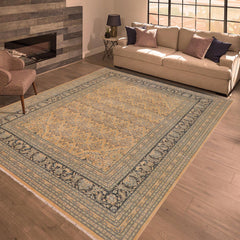 handmade Transitional Kafkaz Nude Drk.green Hand Knotted RECTANGLE 100% WOOL area rug 9x12