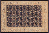 9x12 hand knotted transitional wool rug in blue and beige - Chic Kimiko