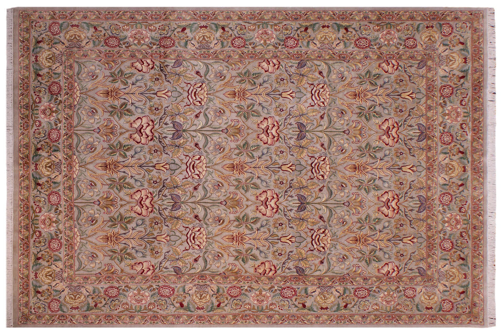 handmade Transitional Lily Gray Gray Hand Knotted RECTANGLE 100% WOOL area rug 9x12