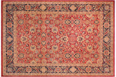 9x12 hand knotted Vegetable Dyed wool rug in red and blue - Mahal Brinda