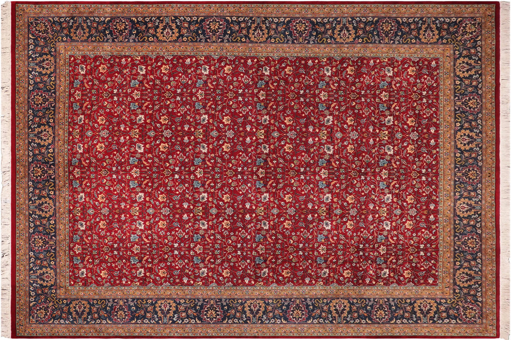 handmade Transitional Red Teal Hand Knotted RECTANGLE 100% WOOL area rug 9x12