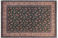 handmade Transitional Sarook Green Green Hand Knotted RECTANGLE 100% WOOL area rug 9x12