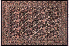 handmade Transitional Morris Black Black Hand Knotted RECTANGLE 100% WOOL area rug 9x12