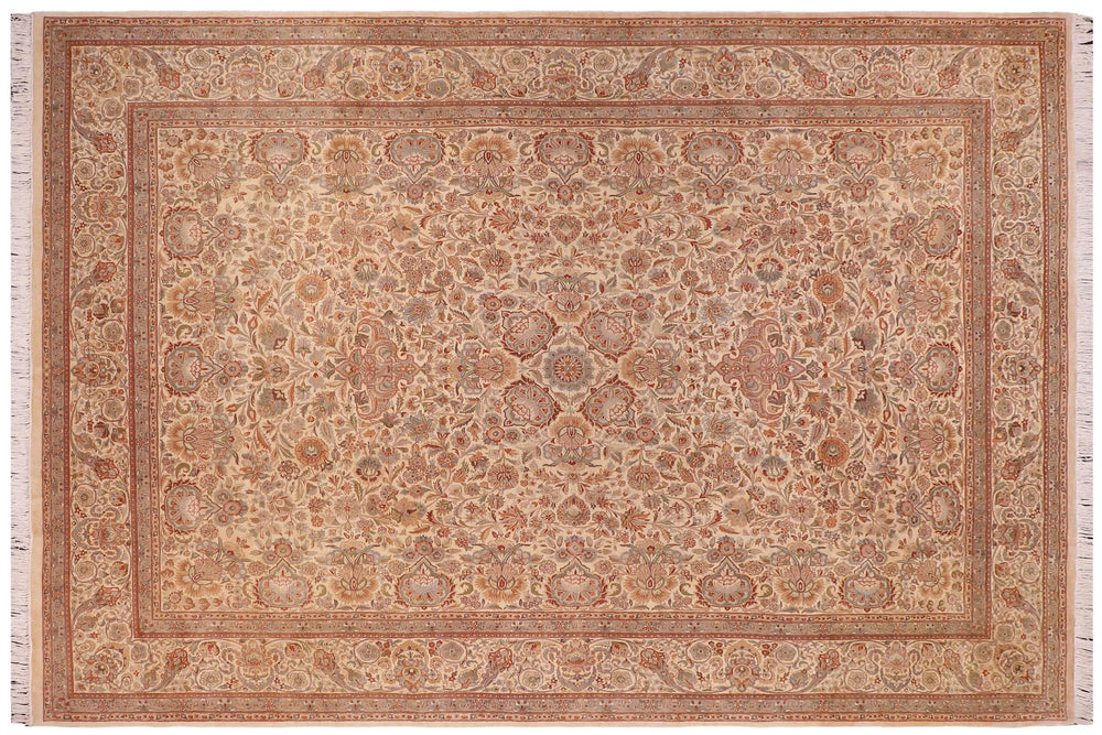 handmade Traditional Ivory Ivory Hand Knotted RECTANGLE 100% WOOL area rug 9x12