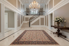 handmade Transitional Sultan Ivory Blue Hand Knotted RECTANGLE 100% WOOL area rug 9x12
