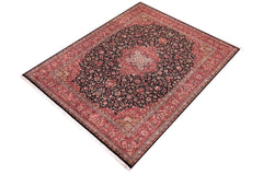 handmade Traditional Kashan Black Red Hand Knotted RECTANGLE 100% WOOL area rug 9x12