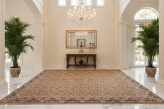 handmade Transitional Darbari Gold Gold Hand Knotted RECTANGLE 100% WOOL area rug 12x18