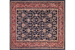 handmade Transitional Kafkaz Blue Red Hand Knotted SQUARE 100% WOOL area rug 8' x 8'