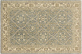 4x6 hand knotted transitional wool rug in blue and ivory - Classic Jerrica