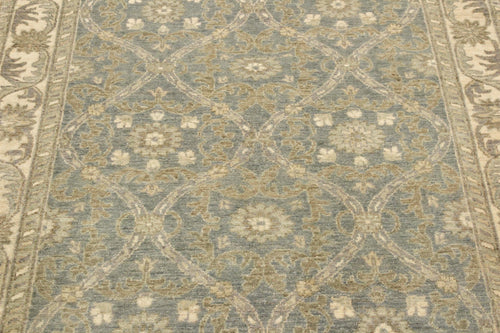 handmade Transitional Kafkaz Lt. Blue Ivory Hand Knotted RECTANGLE 100% WOOL area rug 4' x 6'
