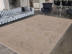 handmade Traditional Kafkaz Gray Beige Hand Knotted RECTANGLE 100% WOOL area rug 9' x 12'