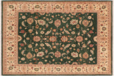 8x10 hand knotted Ziegler wool rug in green and beige - Bohemian Ziegler Cindie