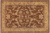 8x10 hand knotted Ziegler wool rug in brown and gold - Chic Ziegler Yuk