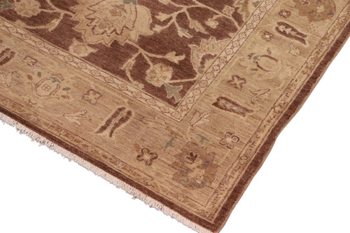 handmade Transitional Kafkaz Brown Tan Hand Knotted RECTANGLE 100% WOOL area rug 8' x 10'