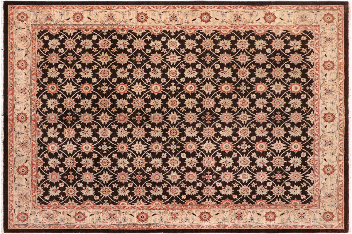 handmade Transitional Kafkaz Brown Beige Hand Knotted RECTANGLE 100% WOOL area rug 8' x 10'