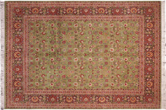 handmade Transitional Green Aubergine Hand Knotted RECTANGLE 100% WOOL area rug 8x10