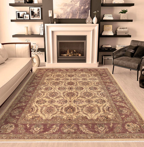 handmade Transitional Kafkaz Beige Brown Hand Knotted RECTANGLE 100% WOOL area rug 8' x 10'