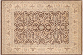 8x10 hand knotted transitional wool rug in brown and beige - Oriental Lavette
