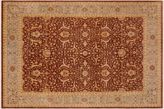 handmade Transitional Kafkaz Brown Gray Hand Knotted RECTANGLE 100% WOOL area rug 9x12
