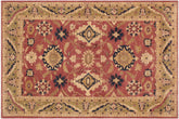 9x12 hand knotted geometric wool rug in rust and green - Rustic Ziegler Ivelisse